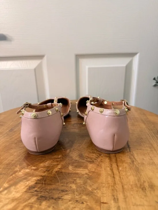 Halogen Blush Pink Studded Pointed-Toe T-Strap Flats - Picture 5 of 6